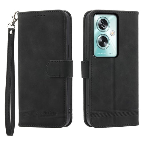 DIERFENG DF-03 For Oppo A79 5G / A2 5G Cover Lines Imprinted Flip Wallet Phone Stand Case