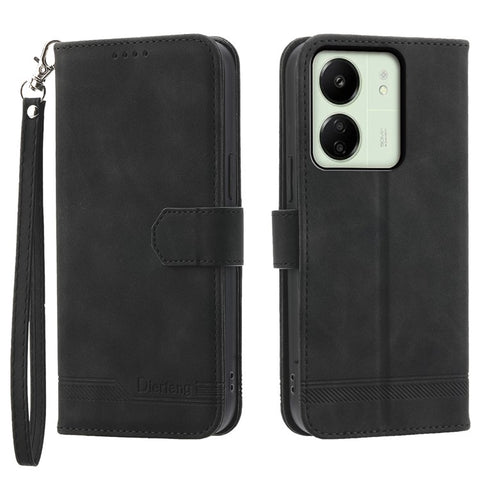 DIERFENG DF-03 For Xiaomi Redmi 13C 4G / 13C 5G / Poco C65 4G / Poco M6 5G / 13R 5G Case PU Leather Flip Card Holder Smartphone Cover