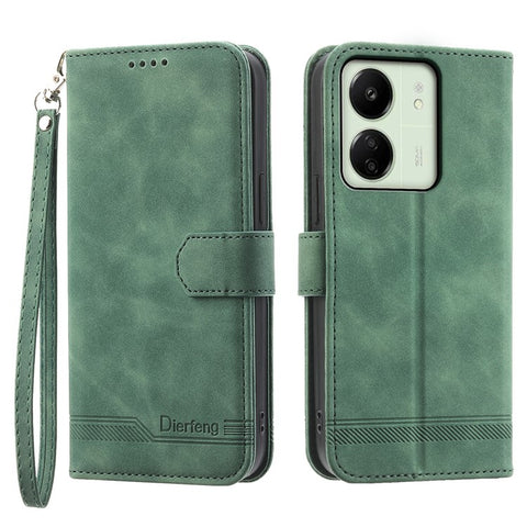 DIERFENG DF-03 For Xiaomi Redmi 13C 4G / 13C 5G / Poco C65 4G / Poco M6 5G / 13R 5G Case PU Leather Flip Card Holder Smartphone Cover