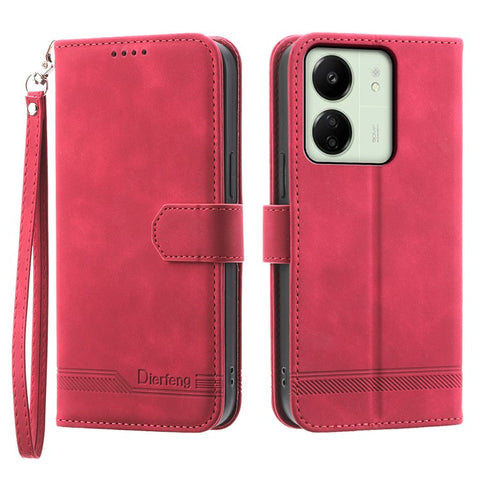 DIERFENG DF-03 For Xiaomi Redmi 13C 4G / 13C 5G / Poco C65 4G / Poco M6 5G / 13R 5G Case PU Leather Flip Card Holder Smartphone Cover