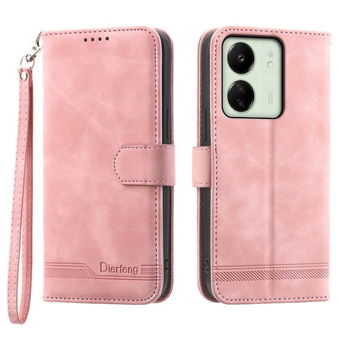 DIERFENG DF-03 For Xiaomi Redmi 13C 4G / 13C 5G / Poco C65 4G / Poco M6 5G / 13R 5G Case PU Leather Flip Card Holder Smartphone Cover