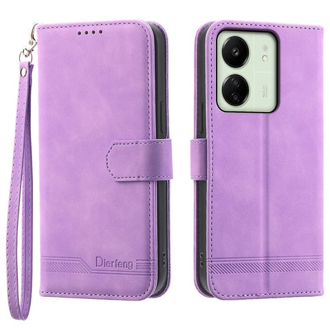 DIERFENG DF-03 For Xiaomi Redmi 13C 4G / 13C 5G / Poco C65 4G / Poco M6 5G / 13R 5G Case PU Leather Flip Card Holder Smartphone Cover