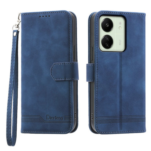 DIERFENG DF-03 For Xiaomi Redmi 13C 4G / 13C 5G / Poco C65 4G / Poco M6 5G / 13R 5G Case PU Leather Flip Card Holder Smartphone Cover