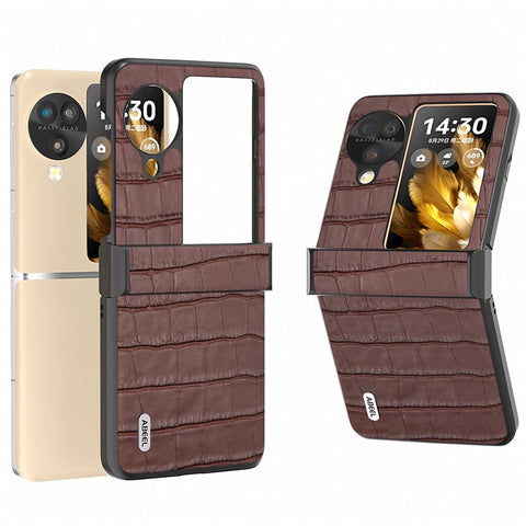 ABEEL For Oppo Find N3 Flip 5G Phone Case Genuine Cow Leather Slim Cover