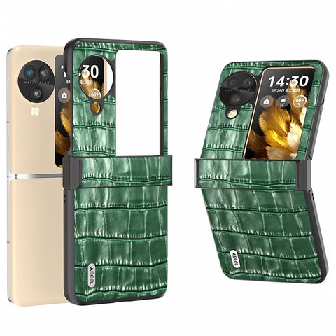 ABEEL For Oppo Find N3 Flip 5G Phone Case Genuine Cow Leather Slim Cover