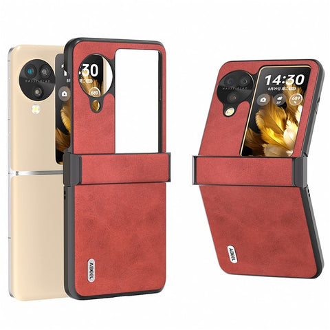 ABEEL For Oppo Find N3 Flip 5G Phone Case PU Leather Hinge Protection Cover
