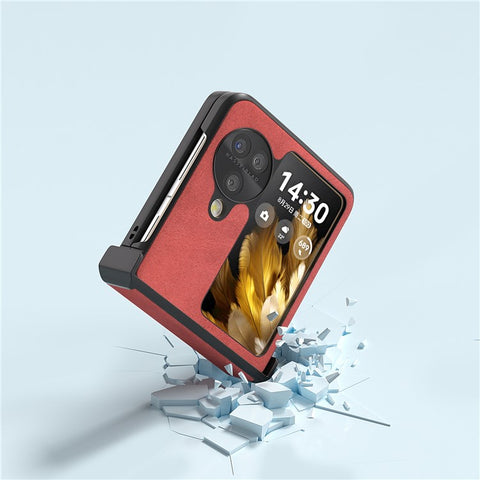 ABEEL For Oppo Find N3 Flip 5G Phone Case PU Leather Hinge Protection Cover