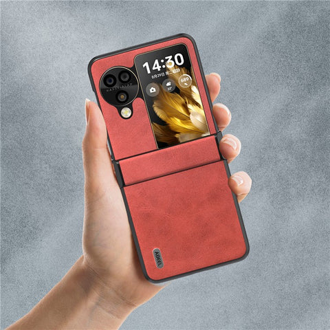 ABEEL For Oppo Find N3 Flip 5G Phone Case PU Leather Hinge Protection Cover