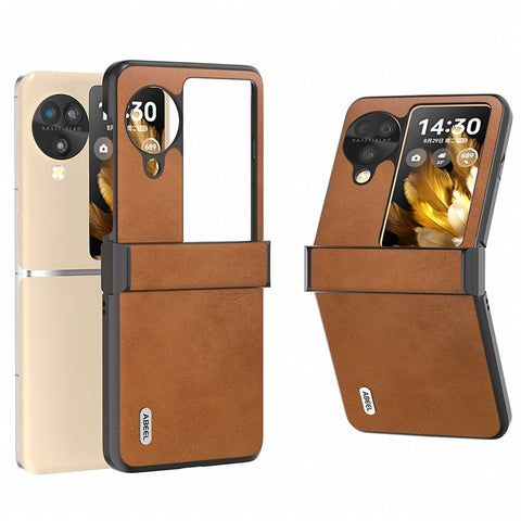 ABEEL For Oppo Find N3 Flip 5G Phone Case PU Leather Hinge Protection Cover