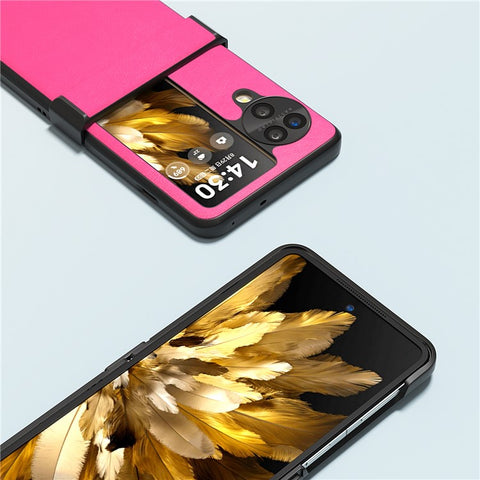 ABEEL For Oppo Find N3 Flip 5G Phone Case Hinge Protection Textured PU Leather Cover