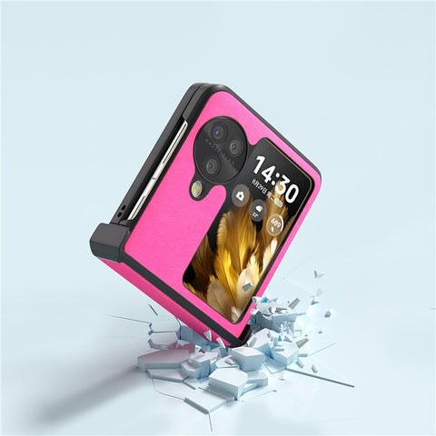 ABEEL For Oppo Find N3 Flip 5G Phone Case Hinge Protection Textured PU Leather Cover