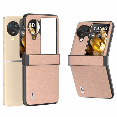 ABEEL For Oppo Find N3 Flip 5G Hinge Protection Case Genuine Cow Leather Back Cover