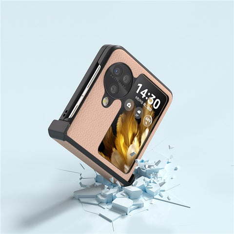 ABEEL For Oppo Find N3 Flip 5G Hinge Protection Case Genuine Cow Leather Back Cover