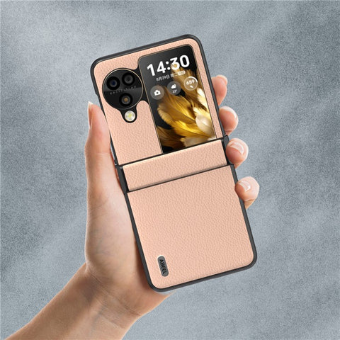 ABEEL For Oppo Find N3 Flip 5G Hinge Protection Case Genuine Cow Leather Back Cover