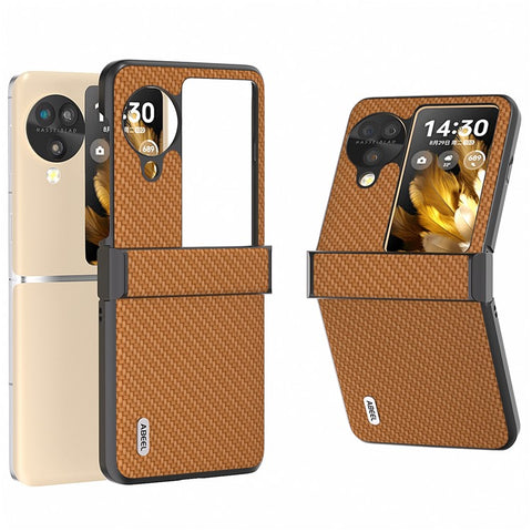 ABEEL For Oppo Find N3 Flip 5G Protective Phone Case Carbon Fiber Texture Cover