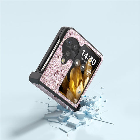ABEEL For Oppo Find N3 Flip 5G Phone Case Glitter PU Leather Hinge Protection Cover