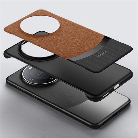 SULADA For Huawei Mate 60 Pro Slim Frameless Case Genuine Cow Leather Phone Back Cover