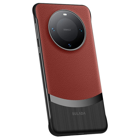 SULADA For Huawei Mate 60 Pro Slim Frameless Case Genuine Cow Leather Phone Back Cover