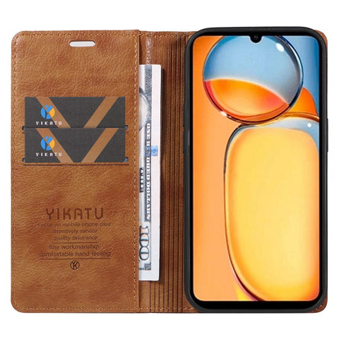 YIKATU YK-006 For Xiaomi Redmi 13C 4G / 13C 5G / 13R 5G / Poco M6 5G / Poco C65 4G Wallet Case PU Leather Stand Phone Cover