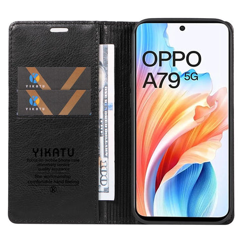YIKATU YK-006 For Oppo A79 5G / A2 5G Leather Wallet Case Magnetic Flip Folio Phone Cover
