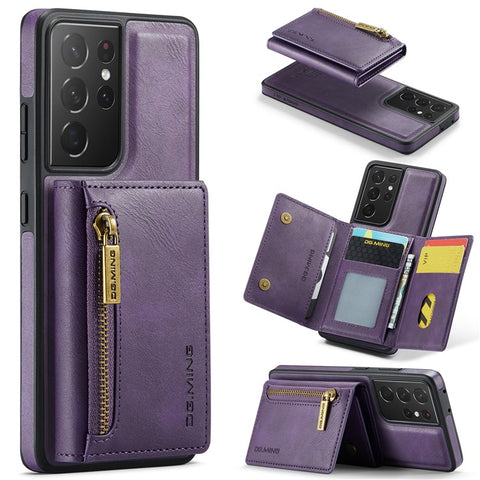 DG.MING M5 Series For Samsung Galaxy S21 Ultra 5G Phone Case Detachable Wallet Kickstand Cover