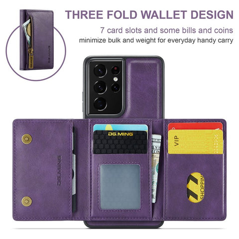 DG.MING M5 Series For Samsung Galaxy S21 Ultra 5G Phone Case Detachable Wallet Kickstand Cover