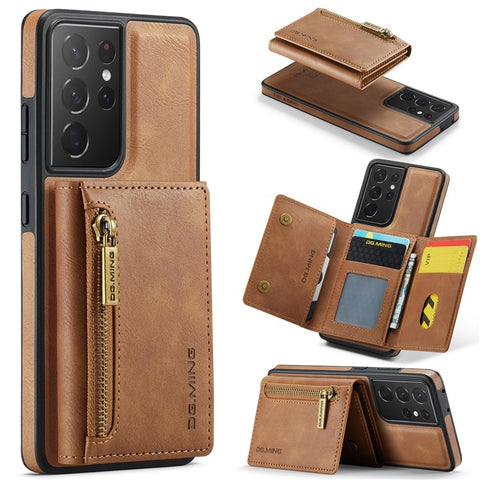 DG.MING M5 Series For Samsung Galaxy S21 Ultra 5G Phone Case Detachable Wallet Kickstand Cover