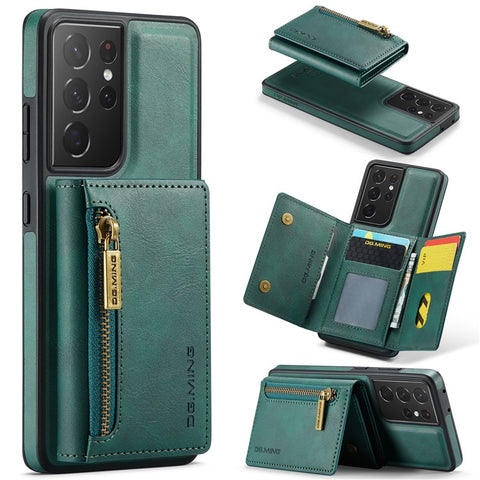DG.MING M5 Series For Samsung Galaxy S21 Ultra 5G Phone Case Detachable Wallet Kickstand Cover