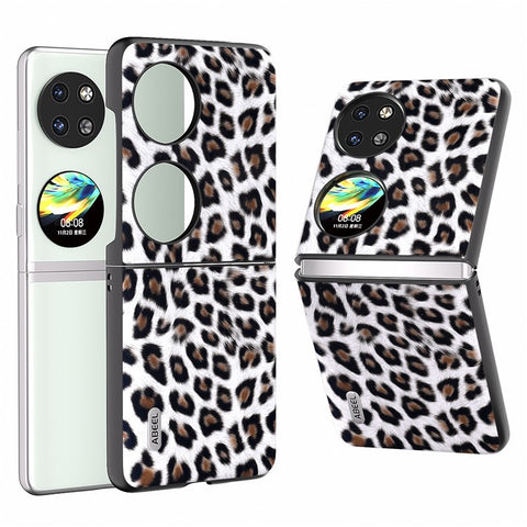 ABEEL For Huawei Pocket 2 Phone Case PU Leather Leopard Pattern Back Cover