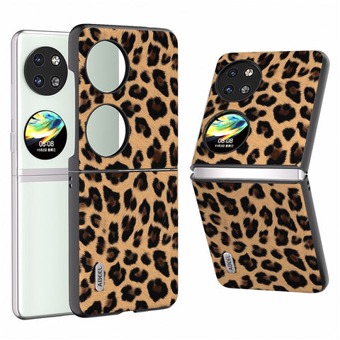 ABEEL For Huawei Pocket 2 Phone Case PU Leather Leopard Pattern Back Cover
