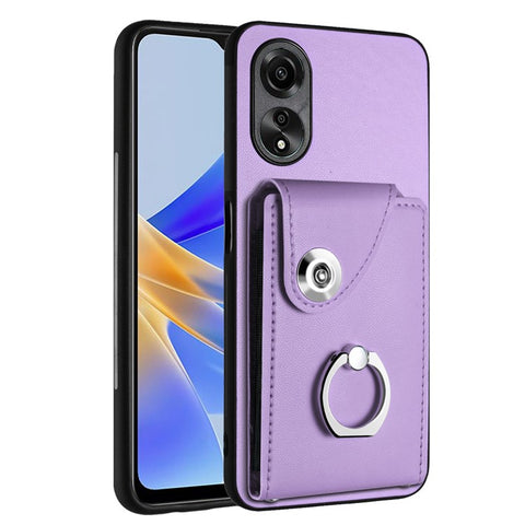 YB Leather Coating Series-7 for Oppo A78 5G / A58x 5G / A58 5G Case Anti-fall Phone Cover with Ring Holder Kickstand