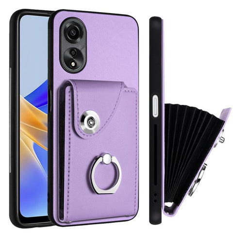 YB Leather Coating Series-7 for Oppo A78 5G / A58x 5G / A58 5G Case Anti-fall Phone Cover with Ring Holder Kickstand