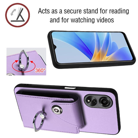 YB Leather Coating Series-7 for Oppo A78 5G / A58x 5G / A58 5G Case Anti-fall Phone Cover with Ring Holder Kickstand