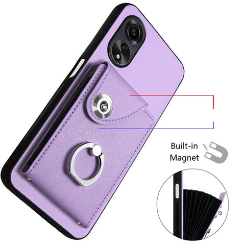 YB Leather Coating Series-7 for Oppo A78 5G / A58x 5G / A58 5G Case Anti-fall Phone Cover with Ring Holder Kickstand