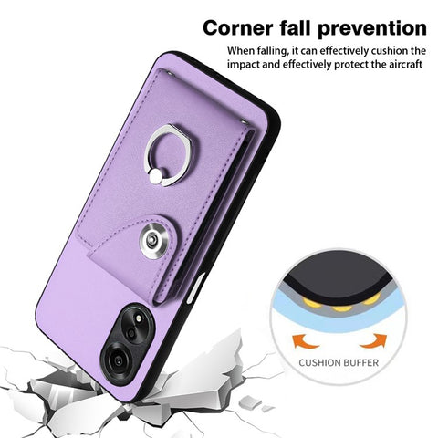 YB Leather Coating Series-7 for Oppo A78 5G / A58x 5G / A58 5G Case Anti-fall Phone Cover with Ring Holder Kickstand
