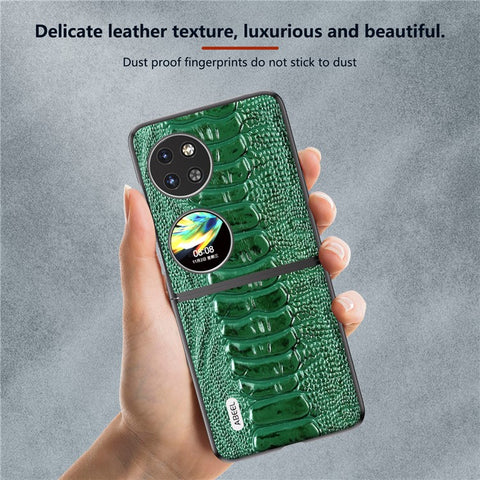 ABEEL For Huawei Pocket 2 Genuine Cow Leather Case Crocodile Texture Cover