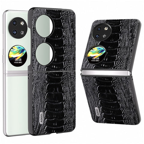 ABEEL For Huawei Pocket 2 Genuine Cow Leather Case Crocodile Texture Cover