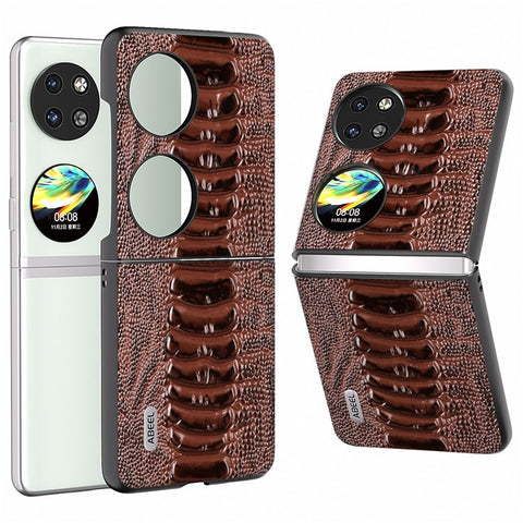 ABEEL For Huawei Pocket 2 Genuine Cow Leather Case Crocodile Texture Cover
