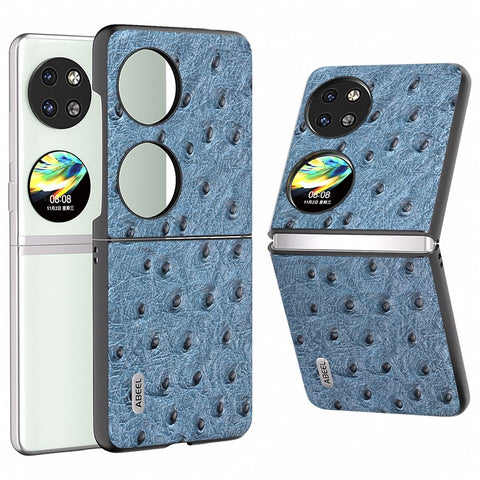 ABEEL For Huawei Pocket 2 Protective Case Genuine Cow Leather Ostrich Pattern Cover