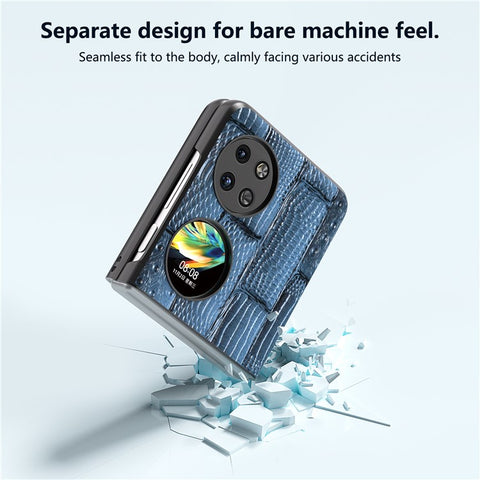 ABEEL For Huawei Pocket 2 Cell Phone Case Folding Mahjong Texture Genuine Cow Leather+PC Cover