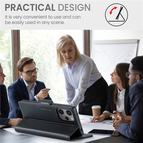 For Xiaomi Redmi 12 4G / 12 5G (Global) / Note 12R 5G / Poco M6 Pro 5G Leather Case CASEME 023 RFID Blocking 3 Card Slot Mobile Cover