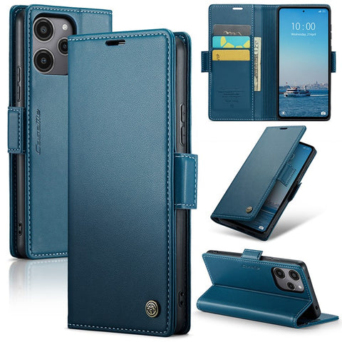 For Xiaomi Redmi 12 4G / 12 5G (Global) / Note 12R 5G / Poco M6 Pro 5G Leather Case CASEME 023 RFID Blocking 3 Card Slot Mobile Cover