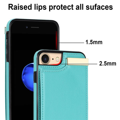 For iPhone SE (2022) / SE (2020) / iPhone 7 / 8 4.7 inch Cell Phone Case TPU+Leather Metal Decor Card Holder Cover