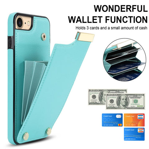 For iPhone SE (2022) / SE (2020) / iPhone 7 / 8 4.7 inch Cell Phone Case TPU+Leather Metal Decor Card Holder Cover