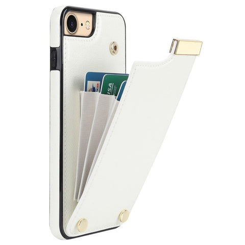 For iPhone SE (2022) / SE (2020) / iPhone 7 / 8 4.7 inch Cell Phone Case TPU+Leather Metal Decor Card Holder Cover
