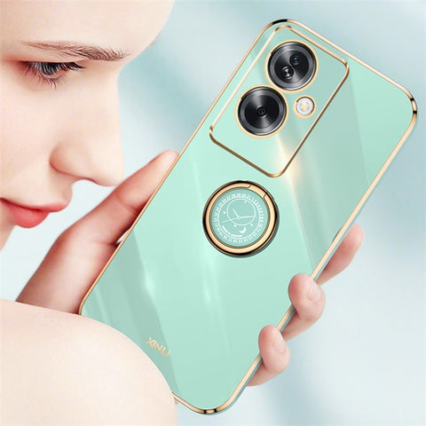 XINLI For Oppo A2 5G / A79 5G Soft TPU Case Electroplating Technology Kickstand Cover