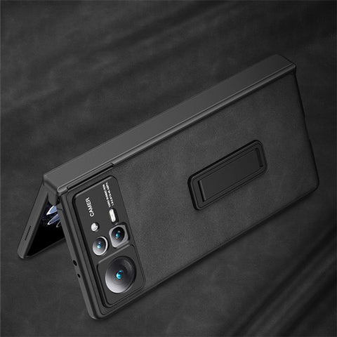 GKK For Xiaomi Mix Fold 2 5G Matte Leather Case Kickstand Phone Cover with Tempered Glass Film