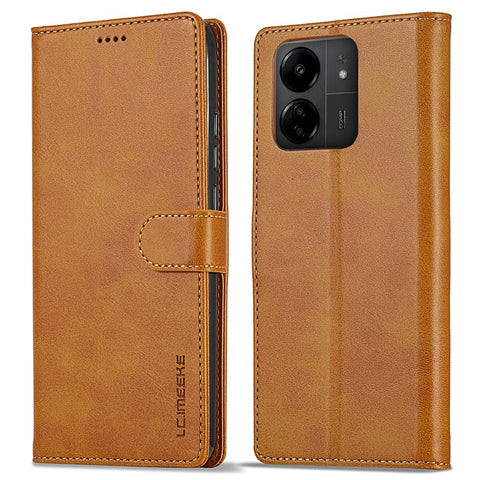 LC.IMEEKE For Xiaomi Redmi 13C 4G / 5G / 13R 5G / Poco M6 5G / Poco C65 4G Magnetic Phone Case Calf Texture Leather Wallet Cover