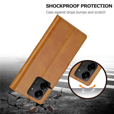 LC.IMEEKE For Xiaomi Redmi 13C 4G / 5G / 13R 5G / Poco M6 5G / Poco C65 4G Magnetic Phone Case Calf Texture Leather Wallet Cover