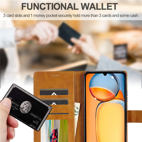 LC.IMEEKE For Xiaomi Redmi 13C 4G / 5G / 13R 5G / Poco M6 5G / Poco C65 4G Magnetic Phone Case Calf Texture Leather Wallet Cover